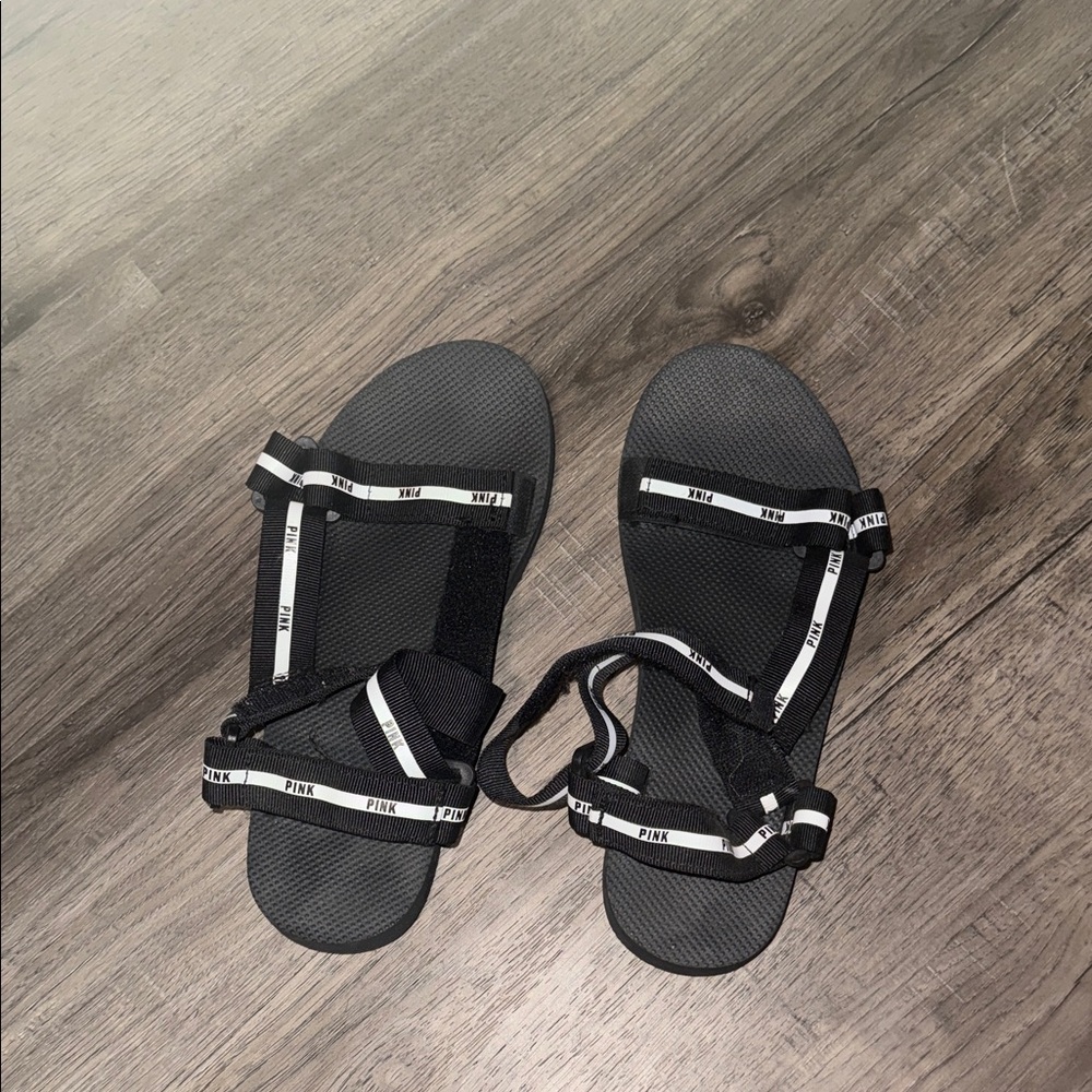PINK Victoria's Secret Black Strappy Sandals